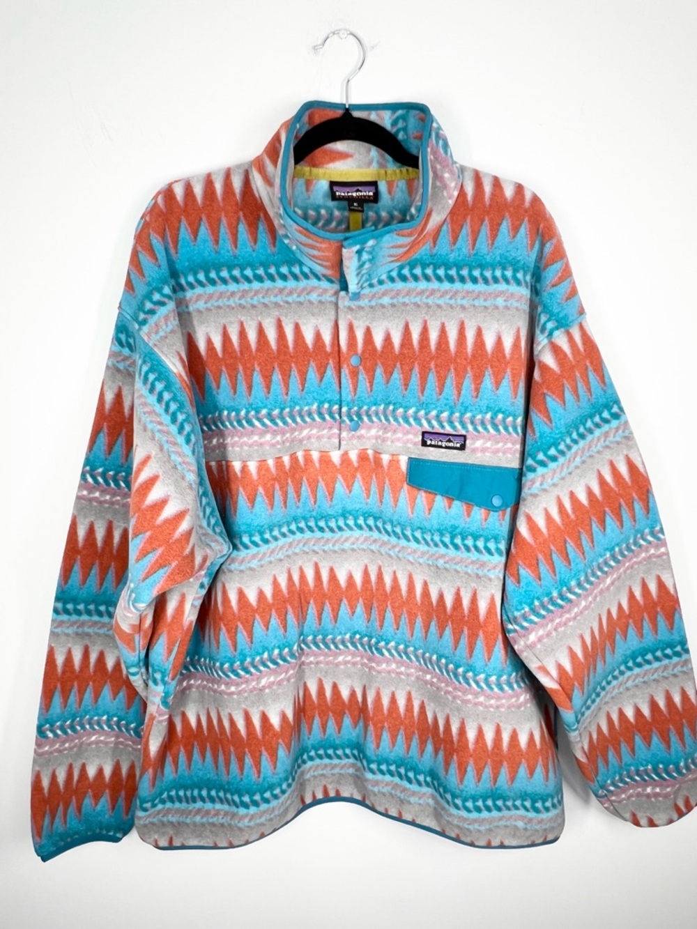 Patagonia Synchilla Snap T Pullover Fleece Laughing Waters Aztec Orange
Blue XL